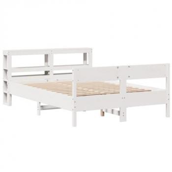 Estructura de cama blanca 120x190 cm sin colchón madera maciza