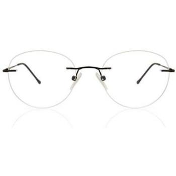 Lentes Rectos Sin Armazón, Metal Negro, Ovales, Recetados, Protección Azul – SmartBuy