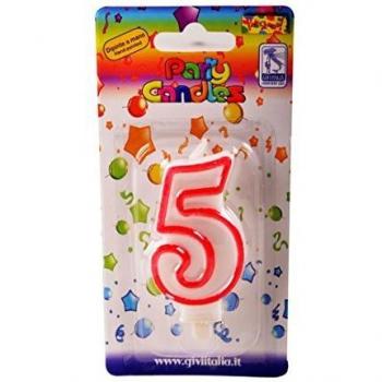 Candela Decorativa Numero 5, Base Inclusa, 8,5 cm