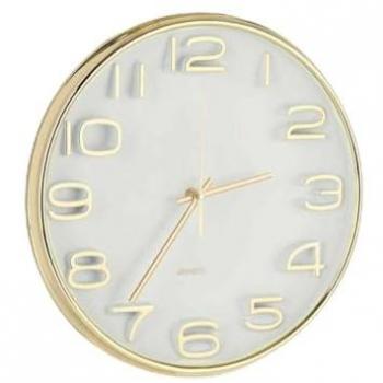 Reloj de Pared de Vidrio y Plástico Cuadrado Redondo Dorado 33 x 33 x 5,5 cm (6 Unidades)
