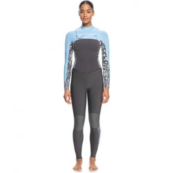 Roxy Swell Series Muta Lunga 3/2 per Donna in Nero, Blu e Bianco