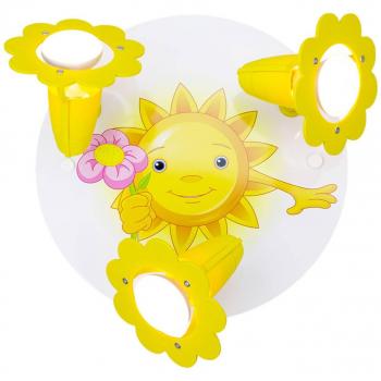 Plafonnier Jaune-Blanc Soleil Fleur 3 Lampes