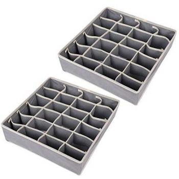 CMJL Organizer per Cassetto, Set di 2 Storage Box con 24 Scompartimenti per Fazzoletti e Calzini