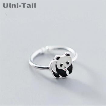 Uini-Tail Cute Panda Opening Ring in 925 Sterling Silver