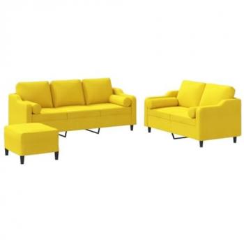 VidaXL 3-tlg. Sofa mit Kissen Hellgelb