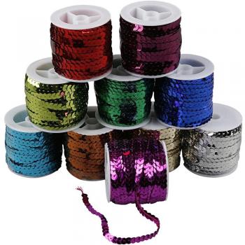 Paillette brillante 6 mm, 10 m, 1 rouleau