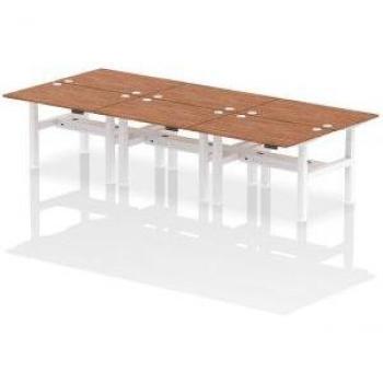 Dynamic Air 1200 x 800mm Height Adjustable Sit Stand 6 Person Bench Desk With Cable Ports