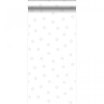 Papier Peint Design à Pois Blanc et Argent