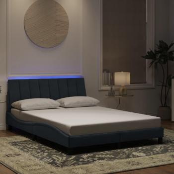 VidaXL Schlafzimmerbett mit LED-Beleuchtung in Dunkelgrau, 120 x 200 cm, Samtoptik