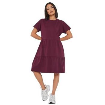 Petite Smock Dress with Tiered Layers – Burgundy (US 10)