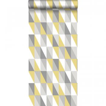 Triangolo in cartoncino giallo e grigio da utilizzare come carta da parati