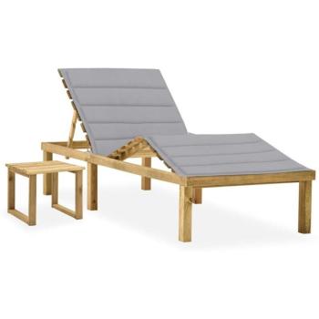 Mobiliario Prolenta Premium: Tumbona con Mesa y Cojín de Madera