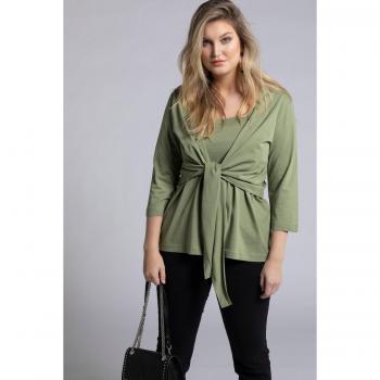 Giacchetta Bolero Verde in Jersey con Maniche a 3/4, Taglia 56/58, Cotone/Fibre Sintetiche