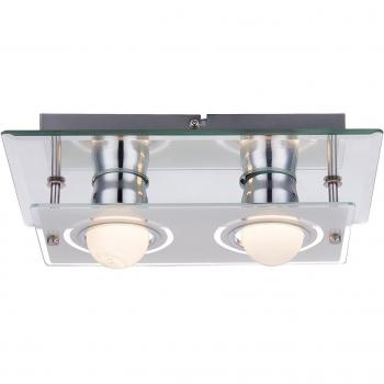 Led Design Wandlampen-Set: Spiegel-Strahler, Glas, Chrom – Badezimmer & Flur (Globo 48971‑2)