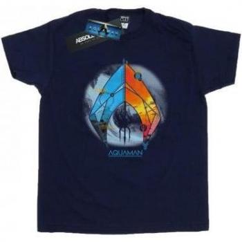 Aquaman Tropical Logo Black Cotton T-Shirt