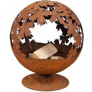 Esschert Design Fire Pit, Laser Cut Leaf, Rusty Steel, FF293