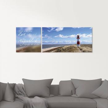 Artland „Zitaten‑Leuchtturm‑Sylt“ Glasbild – blau, 1.00 m × 0.50 m – Auswahl