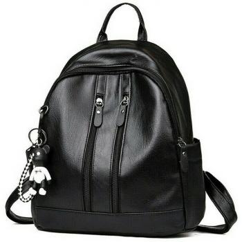 Black and Red Leather Women’s Anti-Theft Backpack