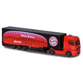 Majorette LKW Man TGX XXL (212053155) – FC Bayern München, 13 cm, rot, mit freilaufender Federung