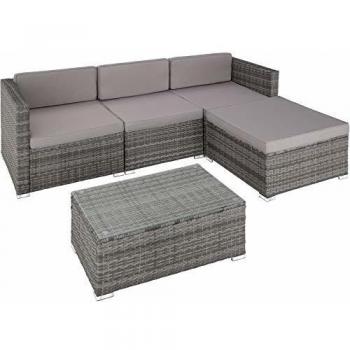 Salottino Rattan 3 Poltrone e 1 Pouf TecTake 800676