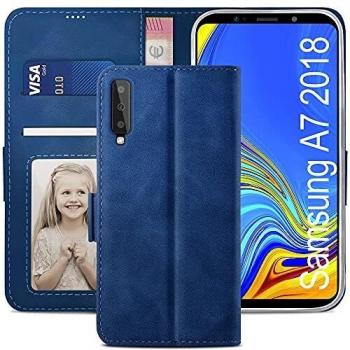 Cover a libro magnetica in pelle per Samsung Galaxy A7 2018