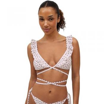 Bikini Triángulo Lujo: Estampado de Lunares Blanco, Copa B