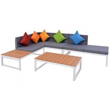 VidaXL Completino da Giardino 4 Pezzi con Cuscini in Alluminio e WPC