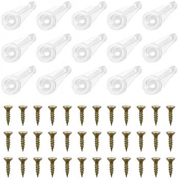 Kit de 50 pièces de clips de verre 4 mm à vis – porte cabinet plastique
