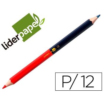 Lápices con dos tonos Liderpapel jumbo, rojo y azul