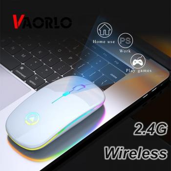 VAORLO Black LED Wireless Mouse – 2.4 GHz, Silent, Rechargeable, Ergonomic