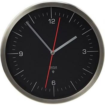 Blomus Funkuhr-65895 Funkuhr, Edelstahl, Klarglas, Black, 24 x 24 x 4,5 cm