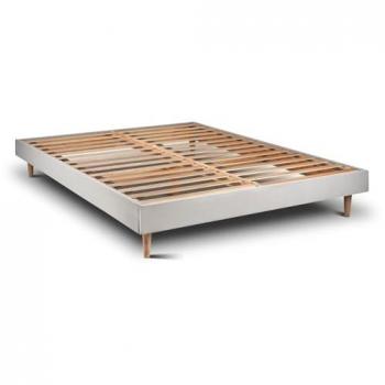Sommeil de Plomb Sommeil Kit Velours Gris Clair 150x190 – 2×15 lattes – Pieds bois coniques 15 cm