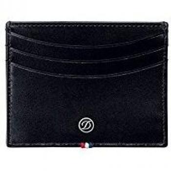 Porte-cartes Ligne D en cuir noir