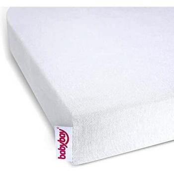 Babybay Jersey Deluxe Fitted Sheet with Membrane for Original Model, White, 81 x 43 cm