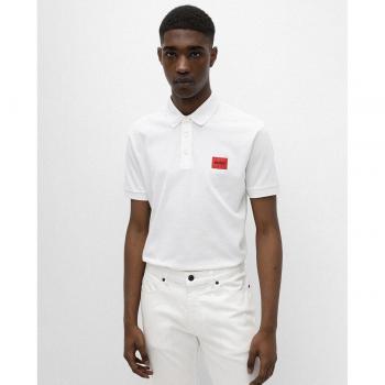 HUGO Red Dereso Polo – Schwarzer Polo mit Weißem Logo‑Aufnäher, XS, Herren
