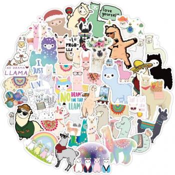 Whimsical Alpaca Waterproof Stickers