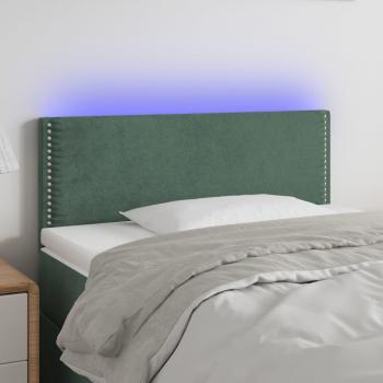 Día y Noche Cabecero con LED de terciopelo verde oscuro 80x5x78/88 cm
