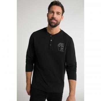Maglia serafino con stampa retro uomo 5XL nera cotone JP1880