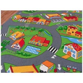 Bunter Little Village Teppich 100x250 cm