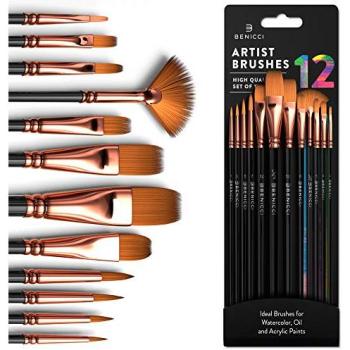 ProArt Studio Brush Bundle – 12 Versatile Paint Brushes for All Levels
