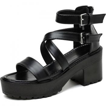 Gdgydh Frauen Sandalen mit Schnalle und dicker Sohle