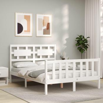 Cama con cabecero sólido en blanco 140x190 cm