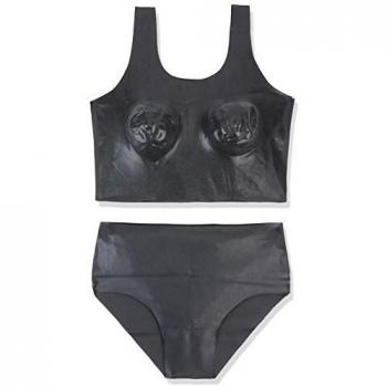 Lustvolles Latex-Set: Croptop und Hot Pants in Schwarz