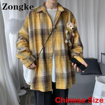 Zongke Men's Casual Long Sleeve Bear Shirt