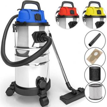 TIMBERTECH Industriestaubsauger 30L, 2300 W, Edelstahl, Blasfunktion, 3 Filter