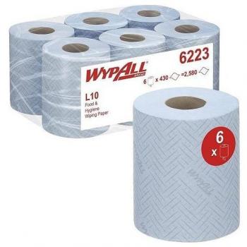 WypAll L10 Food and Hygiene Centrefeed Paper Rolls 1 Ply Blue Pack of