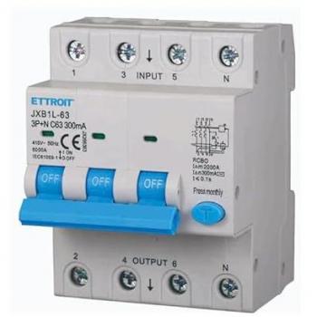 Disjoncteur 3P+N 63A 6kA 300mA 380V Étroite