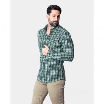 Camisa Spagnolo Verde Cuadros para Hombre en Popelín