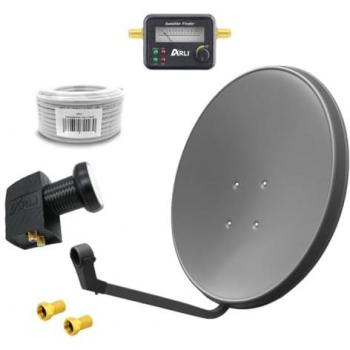 ARLI 60cm Stahl-Satellitenantenne mit vergoldeten F-Steckern