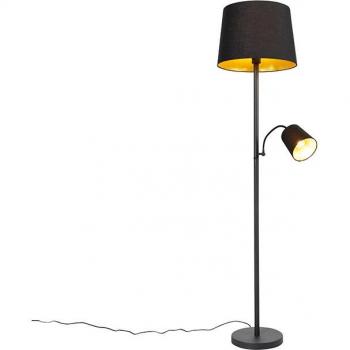 Lampada da Terra Qazqa Classica Nero Max 1W con Braccio di Lettura